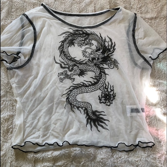 DRAGON CROP TOP (WHITE) - Picture 1 of 4